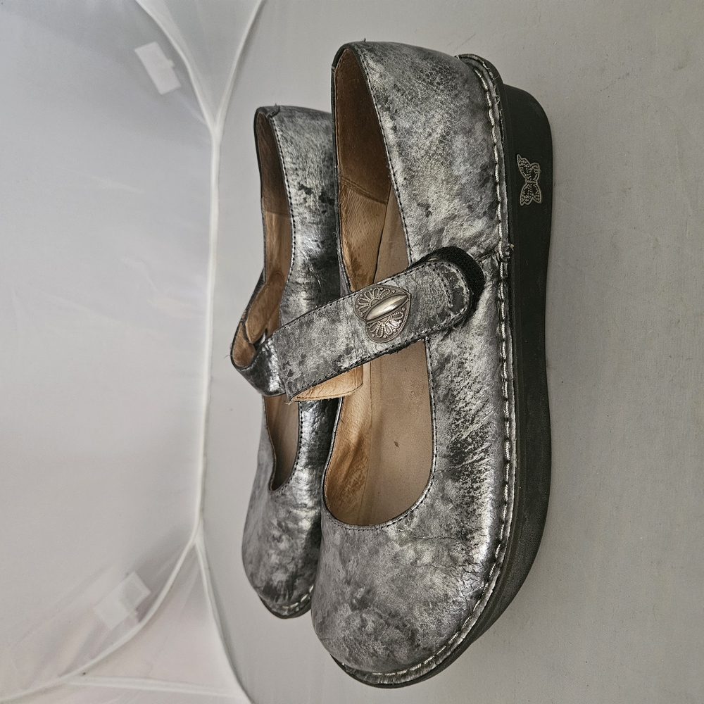 Alegria Paloma Pewter Black Mary Jane Shoes - Size 41